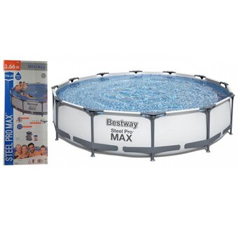 Bazén s filtrací ⌀ 3,66m x 0,76m Bestway SteelProMax nový - 2