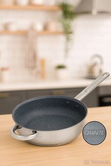 Ocelová NOVA nerez pánev 24 cm Granitová s víkem - 2