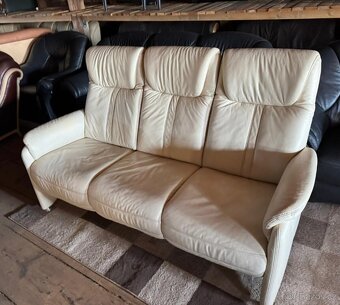 Kožená krémová pohovka,6047 - 2