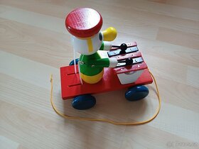 PRODÁNO Tahací dřevěná hračka - kačer s xylofonem - 2