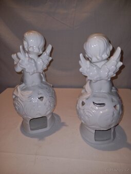Porcelánový svícen na čajové svíčky - anděl (sada). - 2