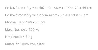 Polní lůžko , skládací postel, kempingova postel - 2