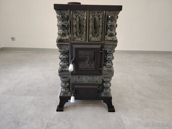 Kachlová kamna Oto s varnou deskou zelená - 2