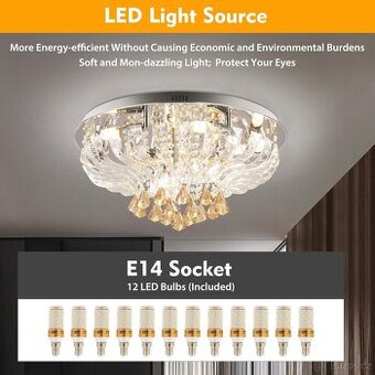 LED krystalový lustr s dálkovým ovládáním - 60 cm - 2