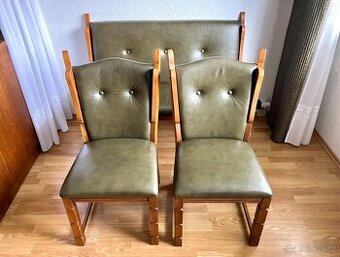 Luxusní kožené rustikální židle + lavice - 2