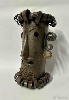 Stará ORIGINAL váza RETRO KUTILKOUSEK ocel sklo RARITA - 2