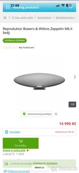 Bluetooth reproduktor bowers a wilkins zeppelin - 2