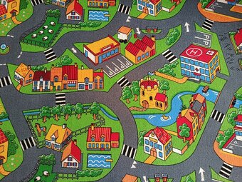 Dětský koberec vzor města 2,4x3m - 2