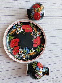 Malovaná keramika (talíř a 2 vázičky) - 2