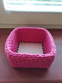 Háčkovaný úložný košík, přůměr 13cm, vysoký 8cm, - 2