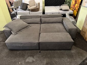 NOVÁ hnědá Sedací souprava Sirpio 270cm s taburetem Tkanina - 2