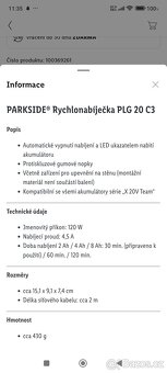 Rychlonabíječka Parkside PLG 20 C3 - 2
