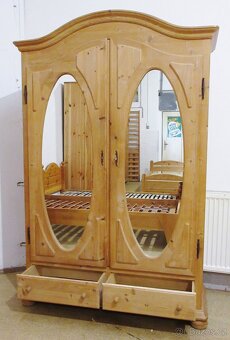 Šatní skříň se zrcadly z borovice - masiv - Výborný stav - 2