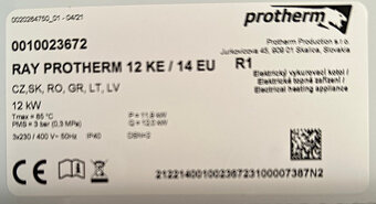 Elektrokotel PROTHERM Ray 12 KE - nový + zásobník TV - 2