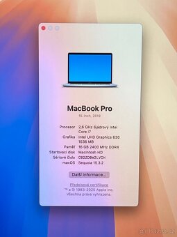 MacBook Pro 15” 2019/16GB RAM/Intel i7/256GB SSD/ Záruka - 2