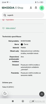 Dekorativní kryt vnitřního zrcátka FABIA III - 2