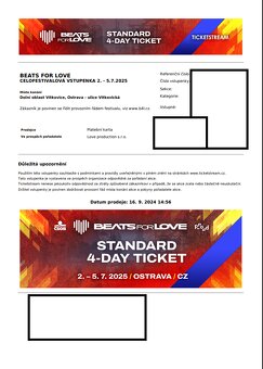 🎵 Beats for Love 2025 – Vstupenka 4dennà na prodej - 2