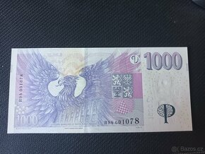 1000Kč Bankovka s přítiskem ČNB R94 - 2