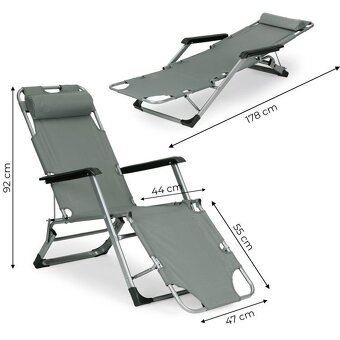 Zahradní lehátka skladací Béžové + Šedé - 2