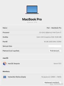 MacBook Pro 15” 2019/16GB RAM/Intel i7/256GB SSD - 2