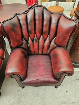 KRESLO V ŠTÝLE CHESTERFIELD,KOŽENÉ DVOJFAREBNÉ - 2