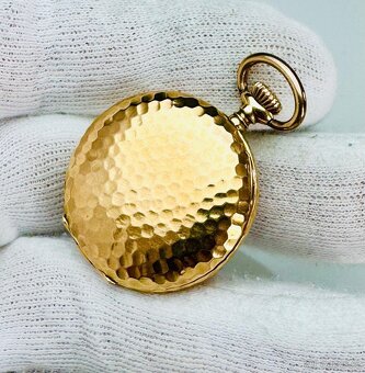 14K CELO ZLATÉ KAPESNÍ HODINKY OMEGA - GOLFOVÝ VZOR - FUNKČN - 2