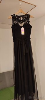 Nádherné černé plesové šaty se zdobením, vel. M – nové s vis - 2
