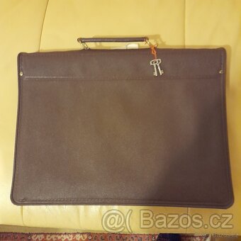 Nova retro aktovka tmave hneda, imitace kuze - 2