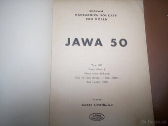 Jawa 50 typ 551 Jawetta-seznam náhradních součástí 1959 - 2