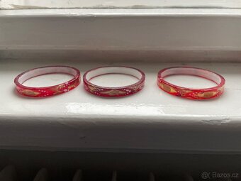 Starožitné skleněné jablonecké kroužky bangle - 2