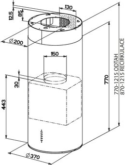 DIGETOŘ FABER CYLINDRA ISOLA PLUS EV8 BK MATT A37 - 2