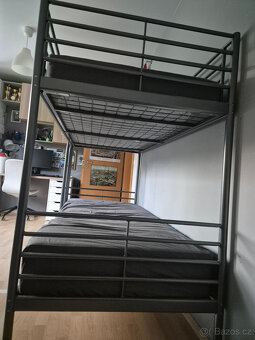 Patrová postel kovová šedá 90x200 cm s matrací Ikea - 2