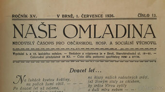 Naše omladina - vzdělávací časopis 1926, Brno - 2