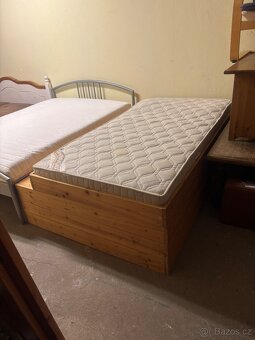 PRODÁM POSTEL-100/200 ÚLOŽNÍ PROSTOR MASIVNÍ BOROVICE - 2