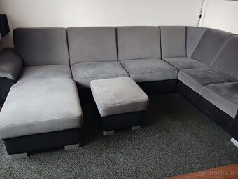 Rozkládací rohová sedačka s taboretem - 2