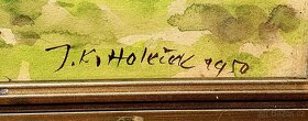 Obraz "Pluh na poli" sig. J. K. Holeček 1950 - SLEVA - 2