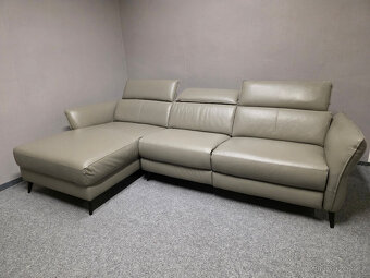 Nová rohová kožená relax sedačka HEDY šedohnědá - 2