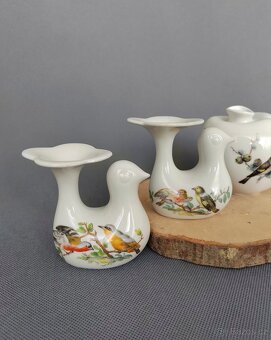 Miniaturní porcelánová váza a svícen ptáček od Arzberg - 2