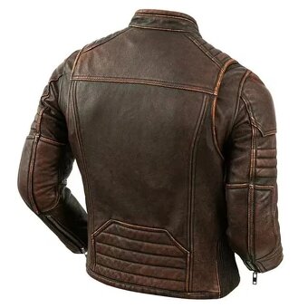 Moto Pánska Kožena Bunda Hneda - 2