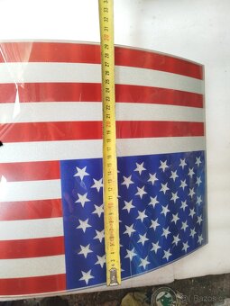 USA skleněná vlajka půlkulatá a rovná, dekorace Ford - 2