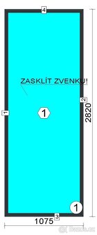 Pevné hliníkové okno 1075 x 2820 - 2