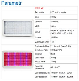 600W LED Grow Light Full Spectrum Red + Blue + White + UV - 2