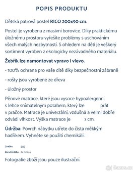 DOVOZ MOŽNÝ patrová postel RICO z masivu s výsuvným šuplíkem - 2