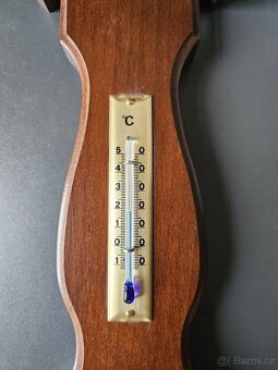 Barometr s teploměrem a vlhkoměrem - dřevěná podložka - 2