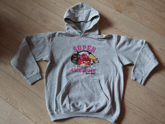 Mikina Angry Birds / šedobílá / žlutomodrá vel.158/S/M - 2