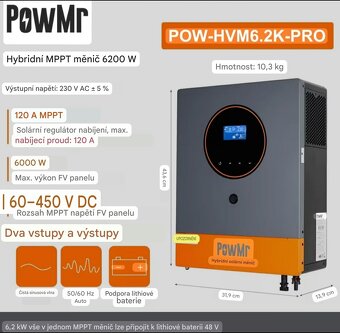 Hybridní měnič solární inverter 6.2kw - 2