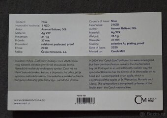 Stříbrná mince Český lev 2019 číslovaná selektivní pozlacení - 2