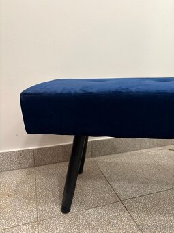 Lavice / taburet – tmavě modrá, sametová - 2