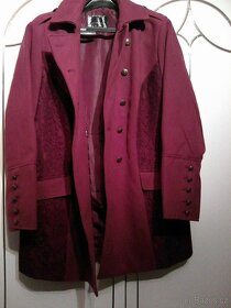 Nádherný elegantní vínový flaušový kabát jaro/podzim, v.48-5 - 2