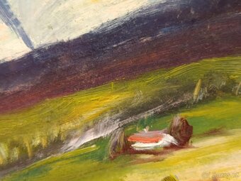 Obraz Jeseníky,originální olejomalba na kartonu 80x40 - 2